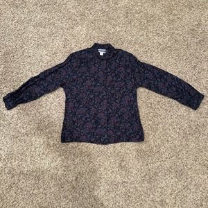 Womens Pendleton‎ Dress Shirt 12 Blue & Purple FlorL Button Blouse